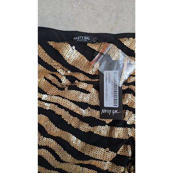 Nasty Gal NWT Zebra Sequin Mini Skirt Sz 6 - Picture 6 of 11